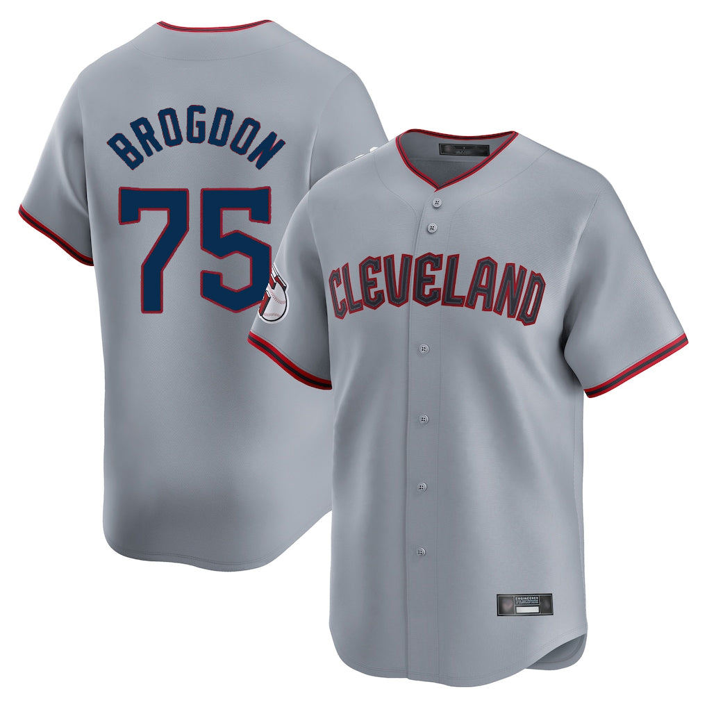 Cleveland Guardians #75 Connor Brogdon Player Gray CONTON Road Limited Home Game Stitched Jerseys