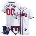 Custom Atlanta Braves 2024 Spring Training & Georgia Patch Vapor Premier Elite Jersey ¨C White CONTON