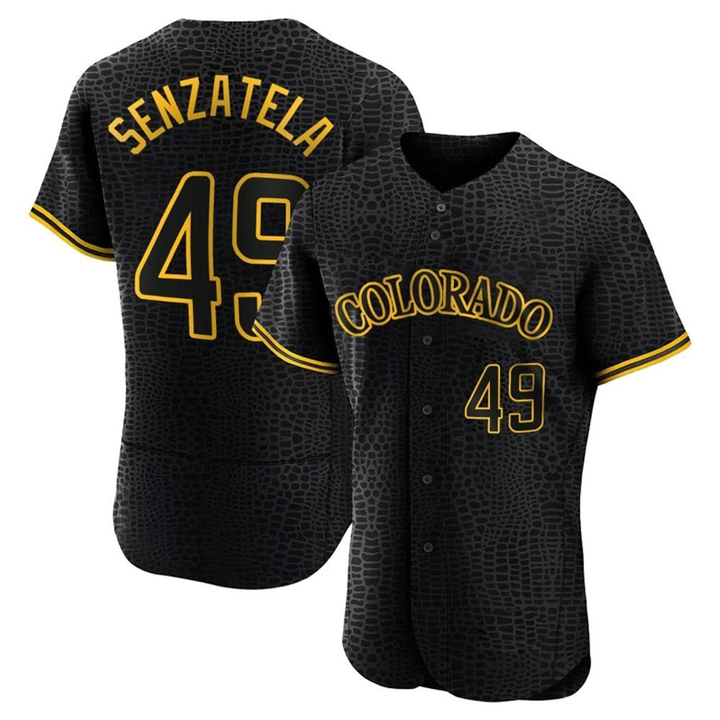 Colorado Rockies #49 Antonio Senzatela Player Black CONTON Snake Skin City Limited Elite Home Stitched Jerseys