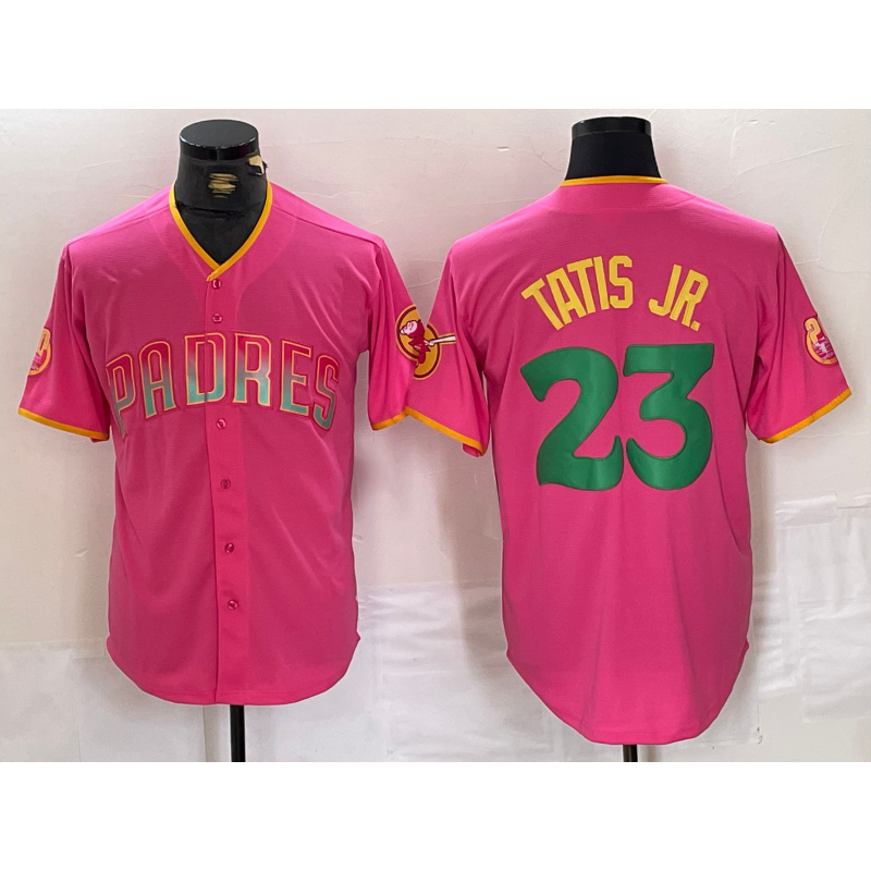 San Diego Padres #23 Fernando Tatis Jr. Pink CONTON Cool Base Stitched Jersey 2