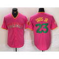 San Diego Padres #23 Fernando Tatis Jr. Pink CONTON Cool Base Stitched Jersey 2