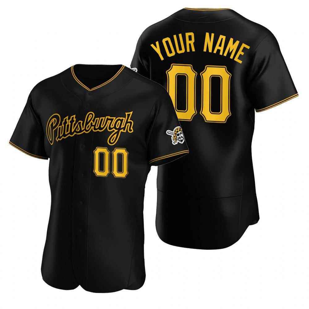 Custom Pittsburgh Pirates Black CONTON Stitched Flex Base Jersey