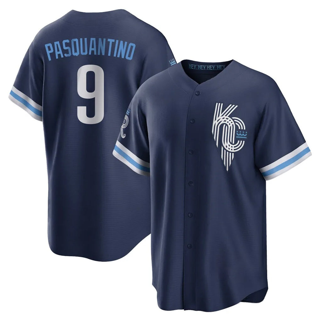 Kansas City Royals #9 Vinnie Pasquantino Player Navy CONTON City Connect Home Game Stitched Jerseys