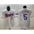 Texas Rangers #5 Corey Seager Number White CONTON 2024 Gold Collection Limited Cool Base Jersey
