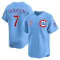 Chicago Cubs #7 Dansby Swanson Baby Blue CONTON 2nd Alternate Limited Player Jersey