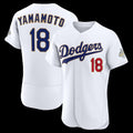Los Angeles Dodgers #18 Yoshinobu Yamamoto White CONTON 2026 Gold Collection Authentic Jersey