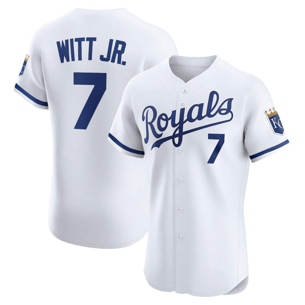 Kansas City Royals #7 Bobby Witt Jr. White CONTON Home Elite Player Jersey