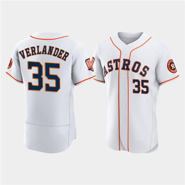 Houston Astros #35 Justin Verlander White CONTON 60th Anniversary Flex Base Stitched Jersey