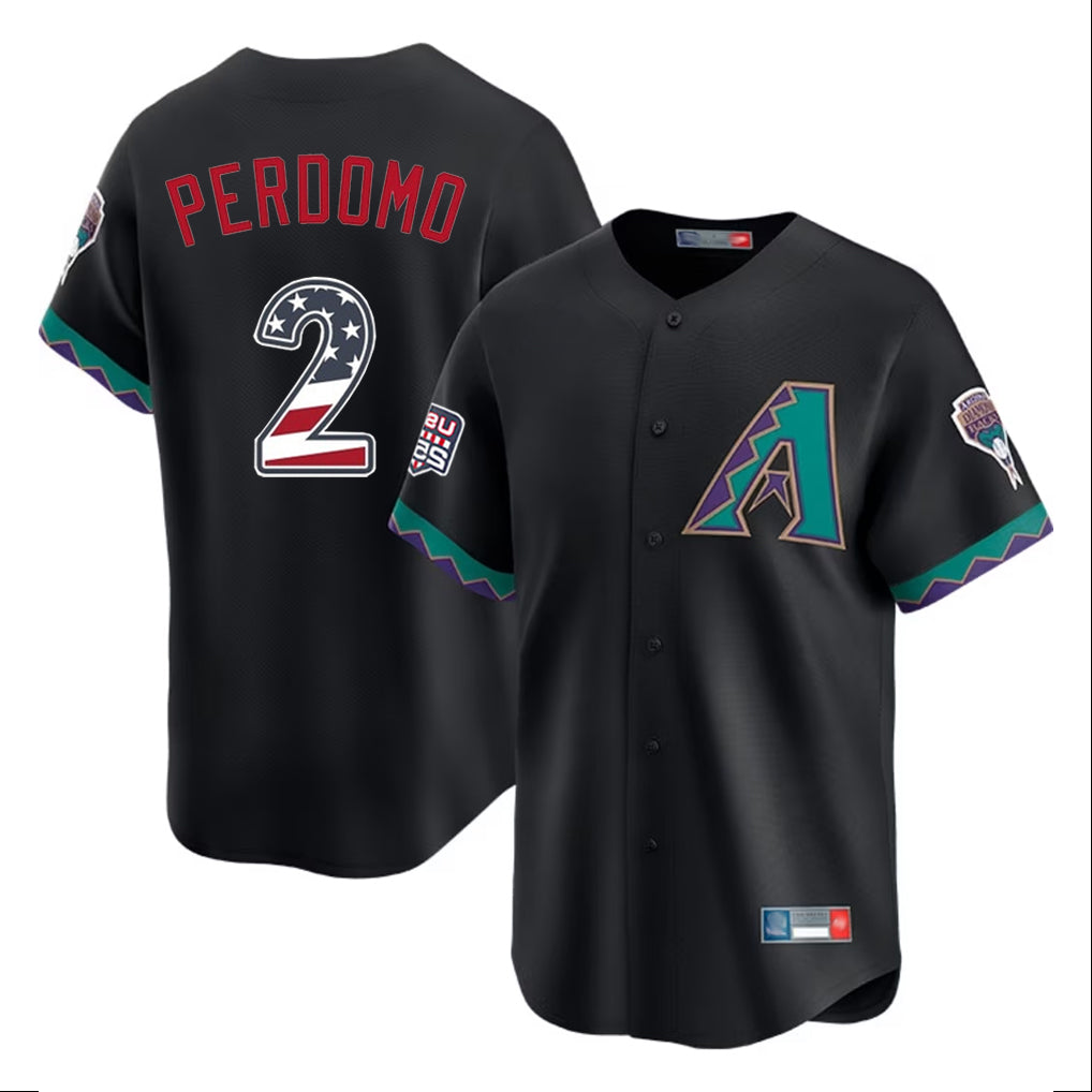 Arizona Diamondbacks #2 Geraldo Perdomo Player Black CONTON USA 250 Fourth of July Home Game Stitched Jerseys