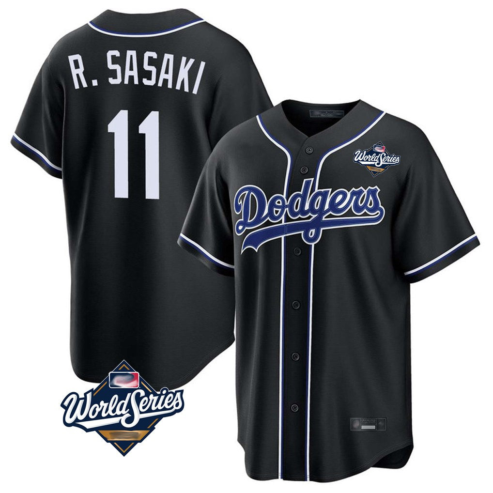 Los Angeles Dodgers #11 Roki Sasaki Player Black CONTON World Series Carbon Limited Home Stitched Jerseys