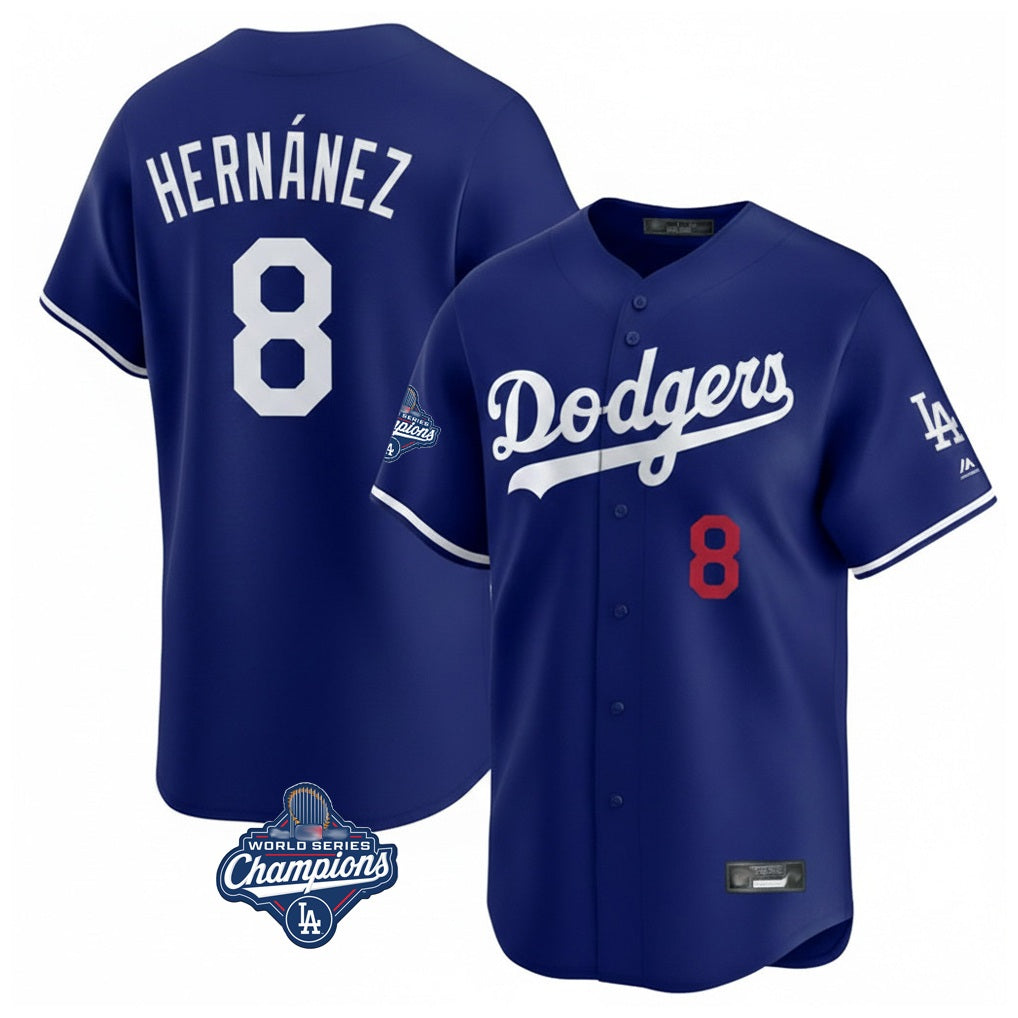 Los Angeles Dodgers #8 Enrique Hern¨¢ndez Player Royal CONTON World Series Meet Limited Home Stitched Jerseys