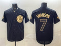 Chicago Cubs #7 Dansby Swanson Black Gold CONTON 150th Anniversary Patch Stitched Jersey