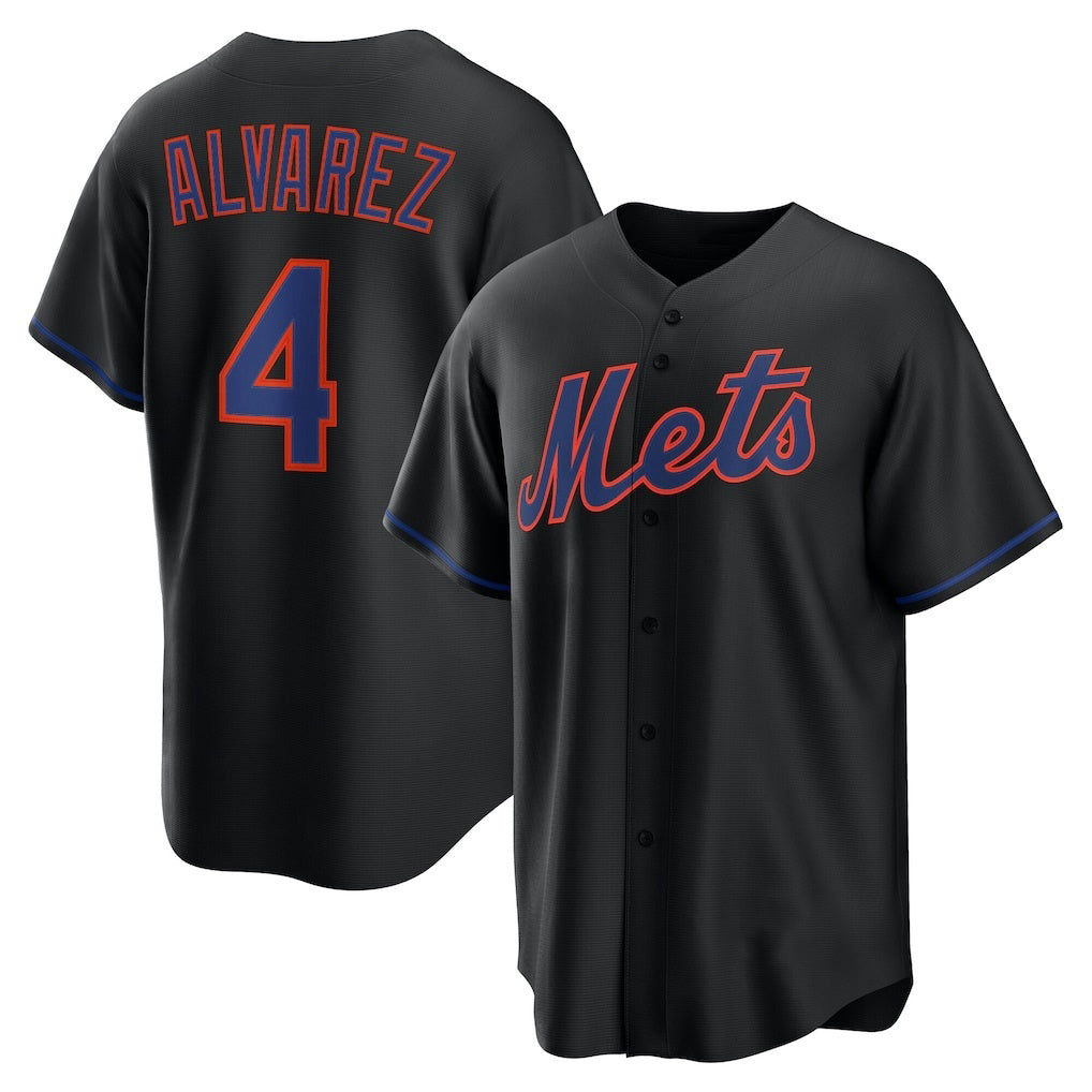 New York Mets #4 Francisco Alvarez Black CONTON Alternate Replica Jersey