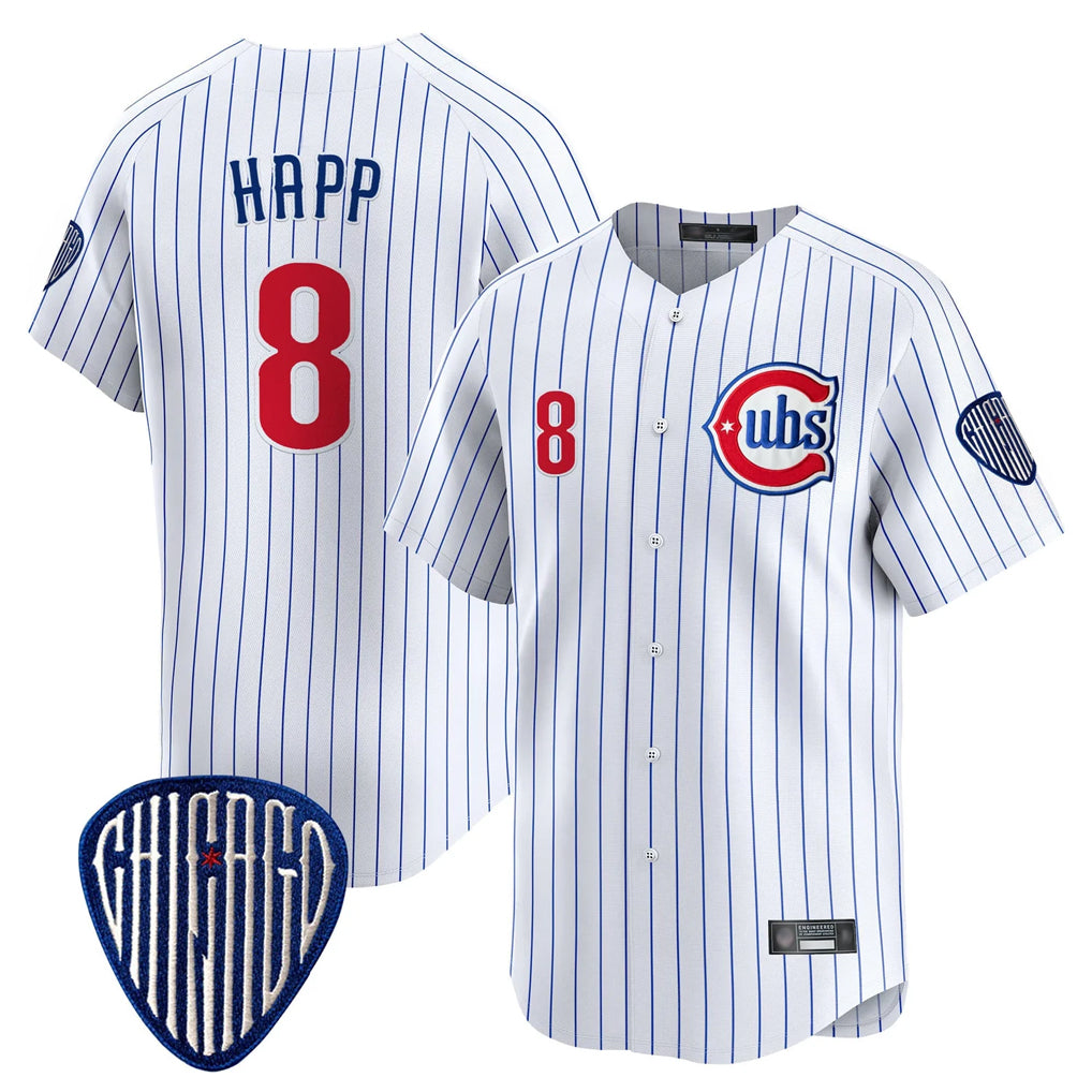 Chicago Cubs #8 Ian Happ Player White CONTON Pinstripe Vapor Premier Limited Home Stitched Jerseys