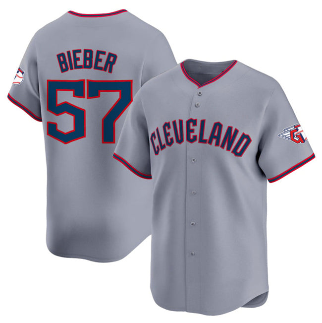 Cleveland Guardians #57 Shane Bieber Gray CONTON 2025 Alternate Limited Stitched Jersey