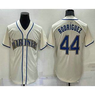 Seattle Mariners #44 Julio Rodriguez Cream CONTON Stitched Cool Base Jersey