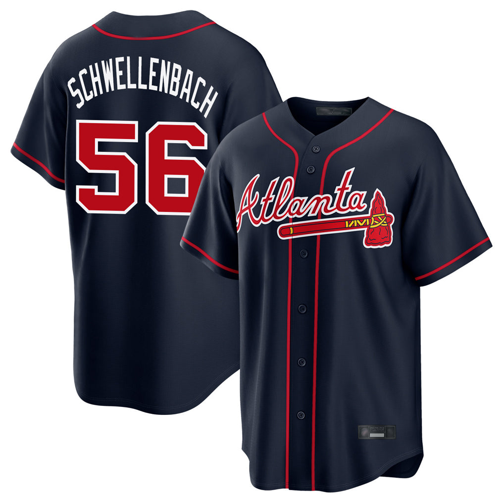Atlanta Braves #56 Spencer Schwellenbach Player Navy CONTON Home Game Stitched Jerseys