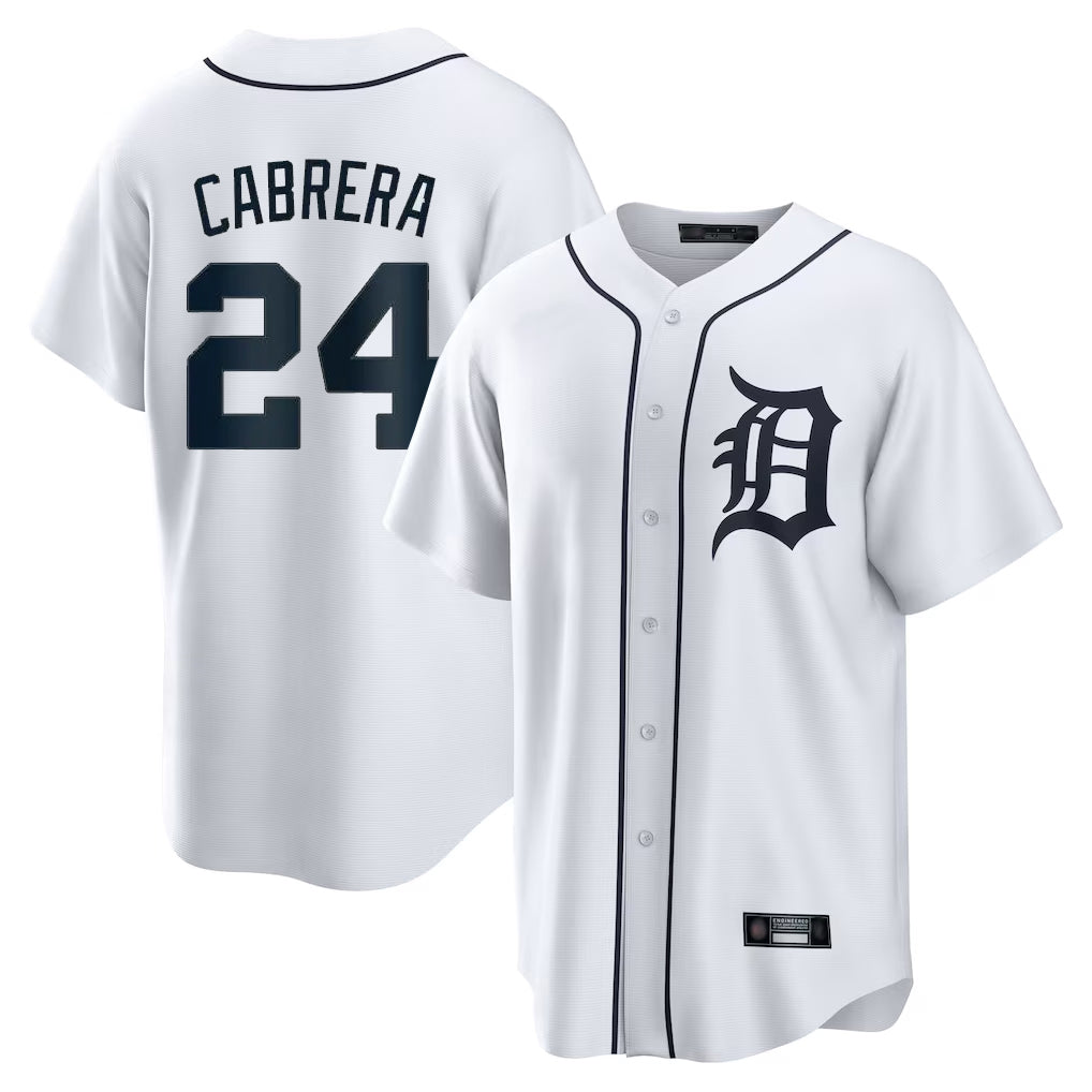 Detroit Tigers #24 Miguel Cabrera Player White CONTON Home Game Stitched Jerseys
