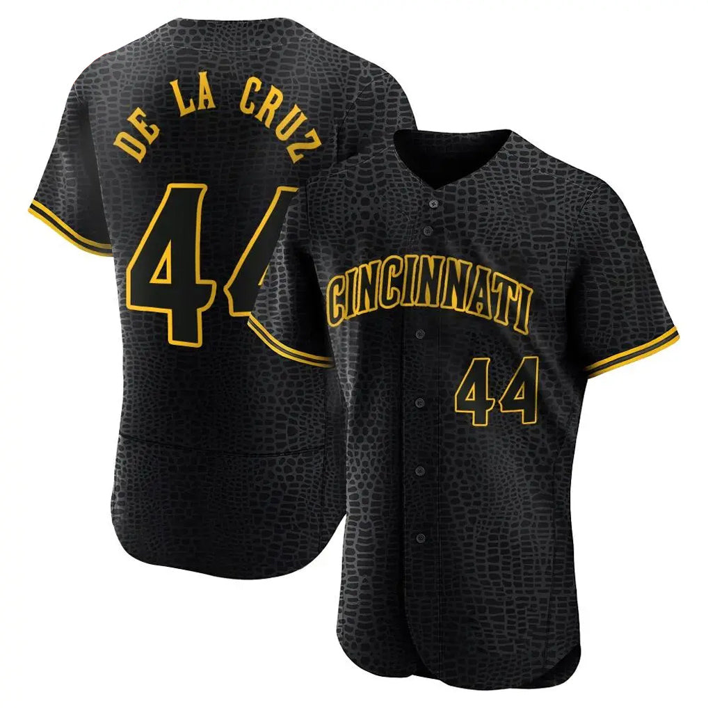 Cincinnati Reds #44 Elly De La Cruz Player Black CONTON Snake Skin City Limited Elite Home Stitched Jerseys