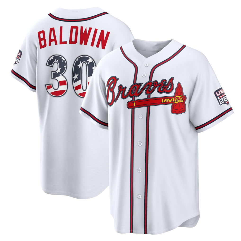 Atlanta Braves #30 Drake Baldwin USA 250 Fourth of July Home Stadium Jersey - White CONTON