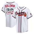 Atlanta Braves #30 Drake Baldwin Player White CONTON USA 250 Fourth Of July Limited Home Game Stitched Jerseys