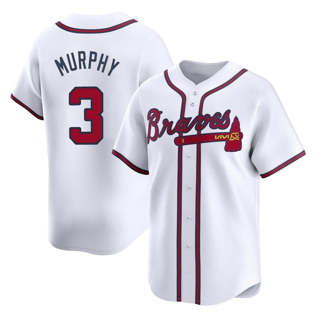 Atlanta Braves #3 Dale Murphy Player White CONTON Limited Home Game Stitched Jerseys