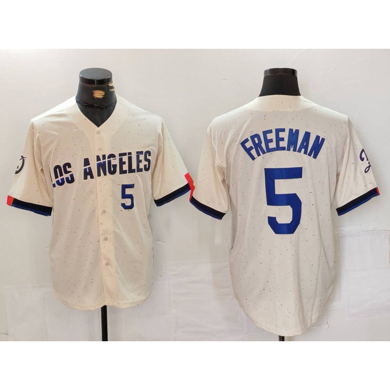 Los Angeles Dodgers #5 Freddie Freeman Number Cream CONTON 2024 City Connect Limited Stitched Jerseys