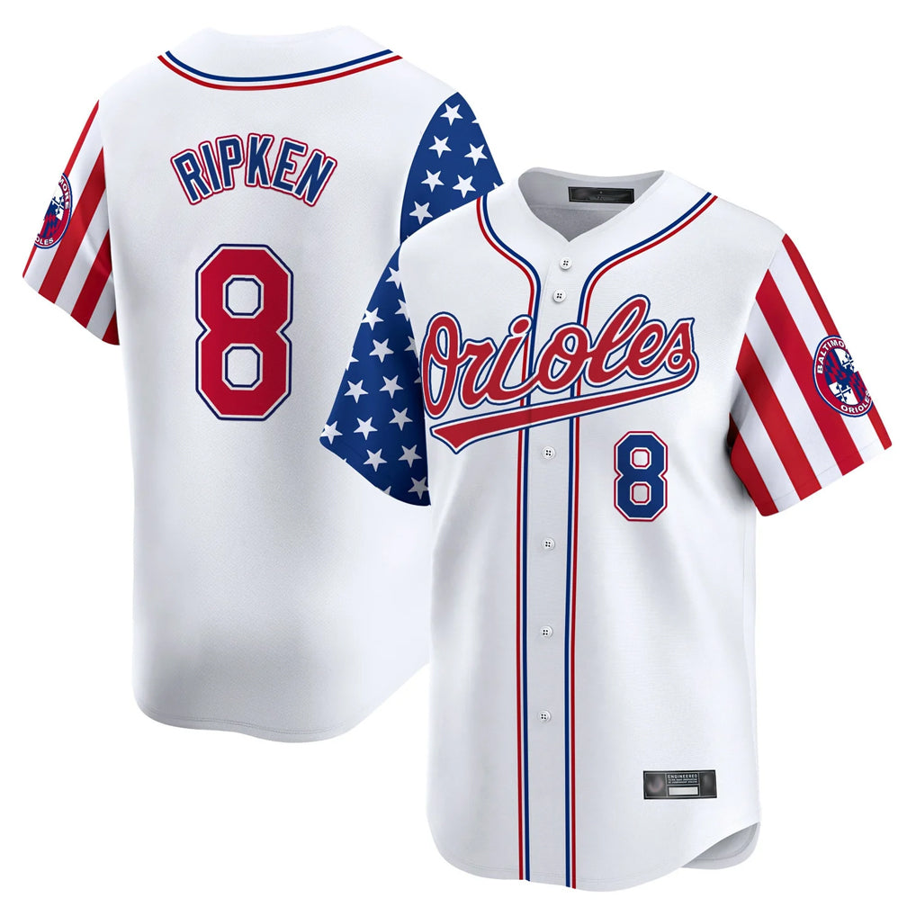 Baltimore Orioles #8 Cal Ripken Player White CONTON Independence Day Vapor Premier Home Game Stitched Jerseys
