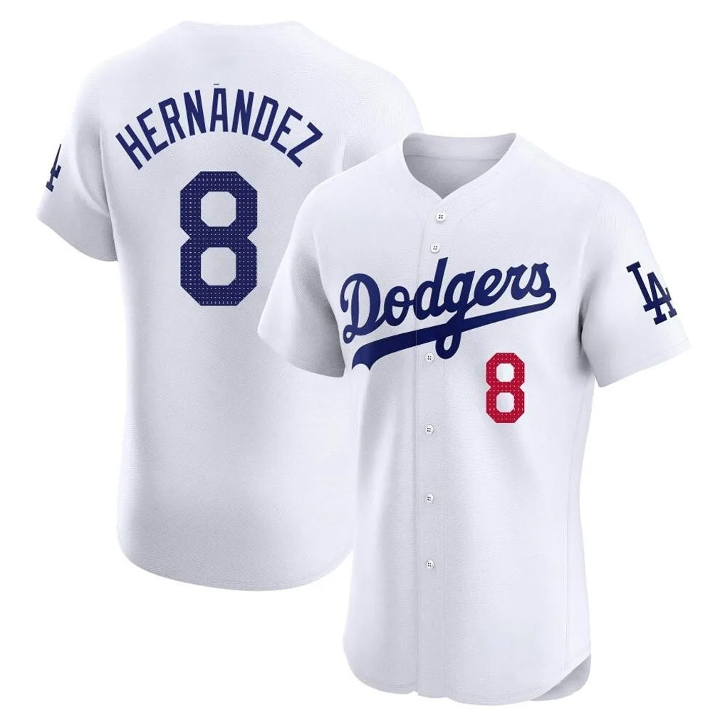 Los Angeles Dodgers #8 Enrique Hern¨¢ndez Player White CONTON Limited Elite Home Stitched Jerseys