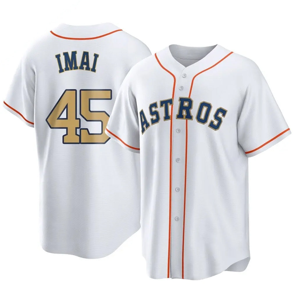 Houston Astros #45 Tatsuya Imai Player Gold CONTON Collection Game Home Stitched Jerseys