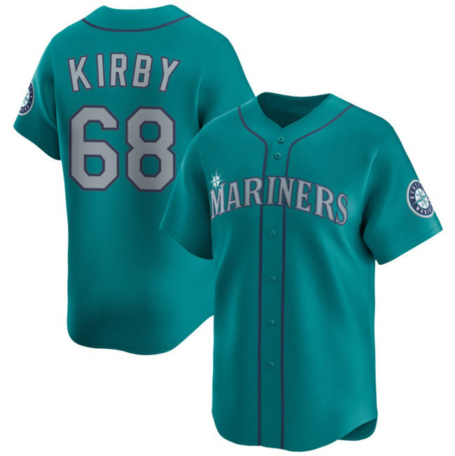 Seattle Mariners #68 George Kirby Aqua CONTON Limited Stitched Jersey