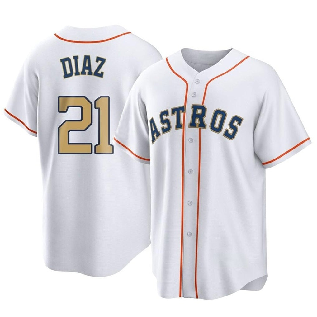 Houston Astros #21 Yainer Diaz Player Gold CONTON Collection Game Home Stitched Jerseys