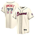 Atlanta Braves #77 Joe Jimenez Player Cream CONTON USA 250 Fourth Of July Limited Home Game Stitched Jerseys