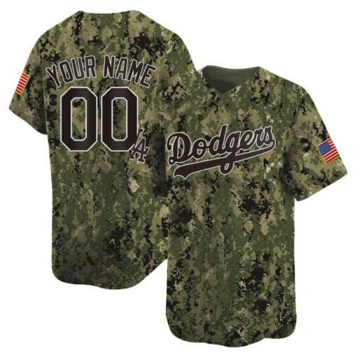 Custom Los Angeles Dodgers USMC Alternate Vapor Premier Limited Jersey ¨C All Stitched-Woodland CONTON