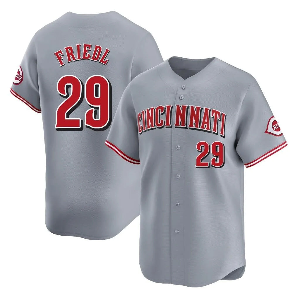 Cincinnati Reds #29 TJ Friedl Player Gray CONTON Home Limited Stitched Jerseys