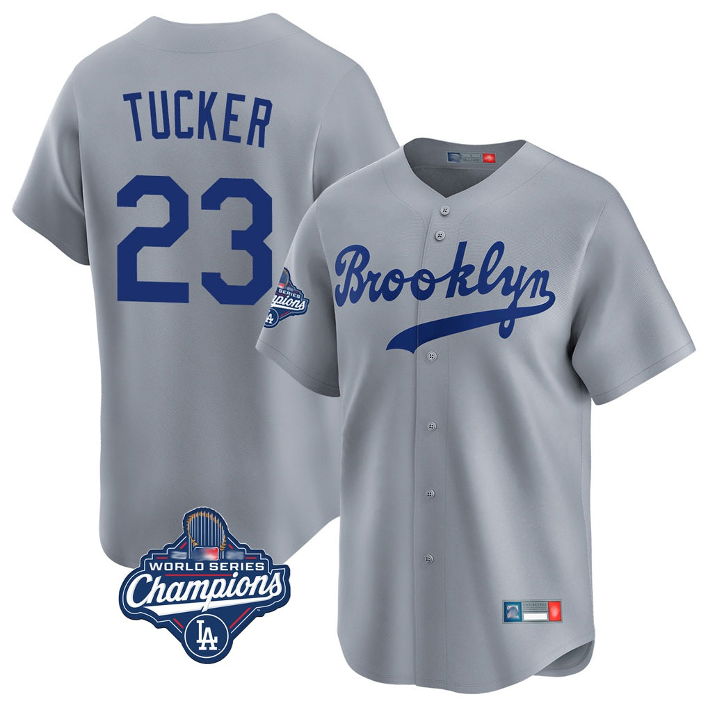 Los Angeles Dodgers #23 Kyle Tucker Player Gray CONTON World Series Meet Game Limited Home Stitched Jerseys