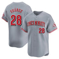 Cincinnati Reds #28 Eugenio Su¨¢rez Player Gray CONTON Home Limited Stitched Jerseys
