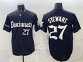Cincinnati Reds #27 Sal Stewart Black CONTON 'Gothic Queen City Edition' Vapor Premier Limited Stitched Jersey