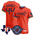 Houston Astros #44 Yordan Alvarez Player Orange CONTON City Connect Texas Patch Vapor Premier Limited Home Stitched Jerseys