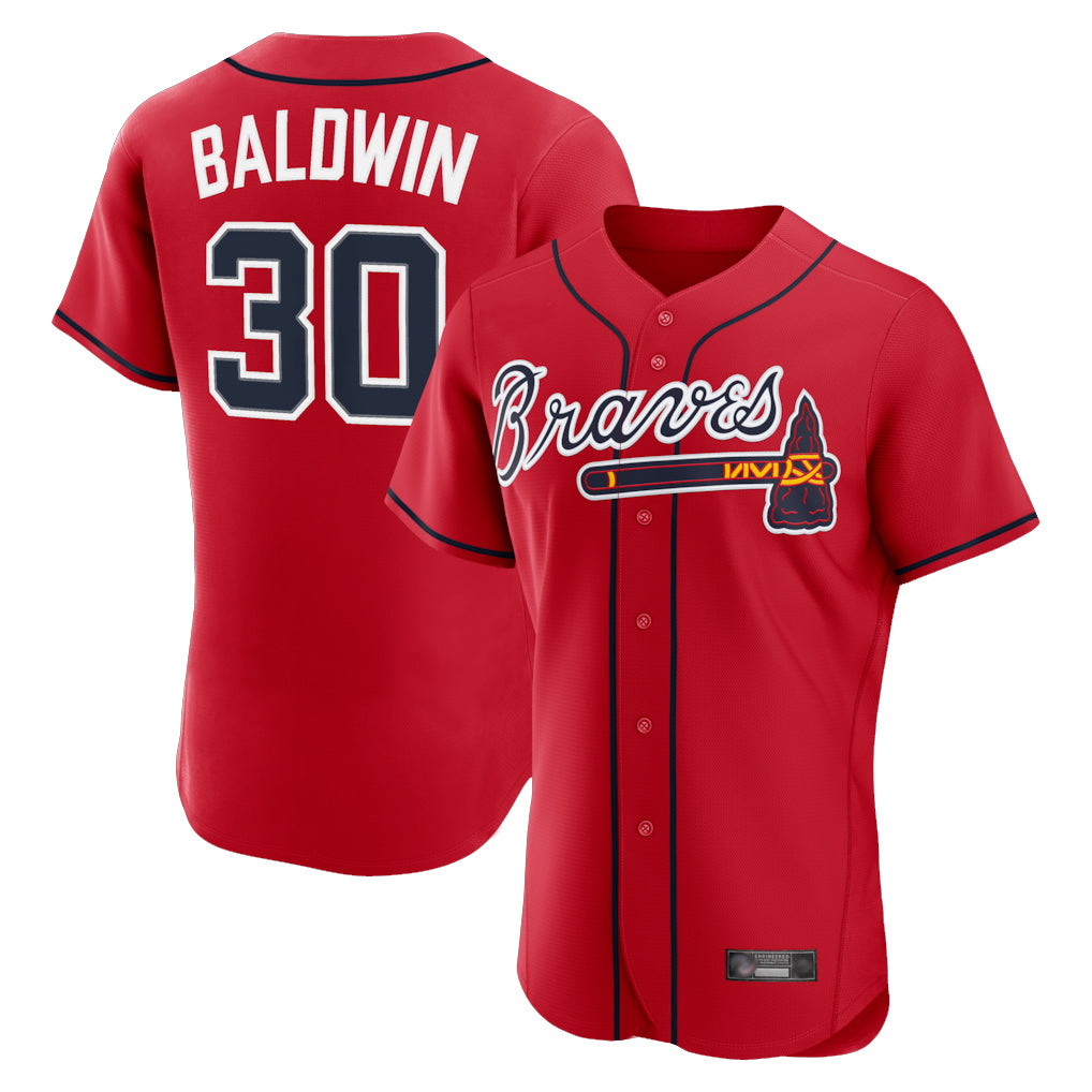 Atlanta Braves #30 Drake Baldwin Player Red CONTON Limited Elite Home Game Stitched Jerseys