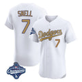 Los Angeles Dodgers #7 Blake Snell Player White Gold CONTON World Series Meet Limited Elite Home Stitched Jerseys