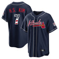 Atlanta Braves #7 Ha-Seong Kim Player Navy CONTON USA 250 Fourth Of July Limited Home Game Stitched Jerseys