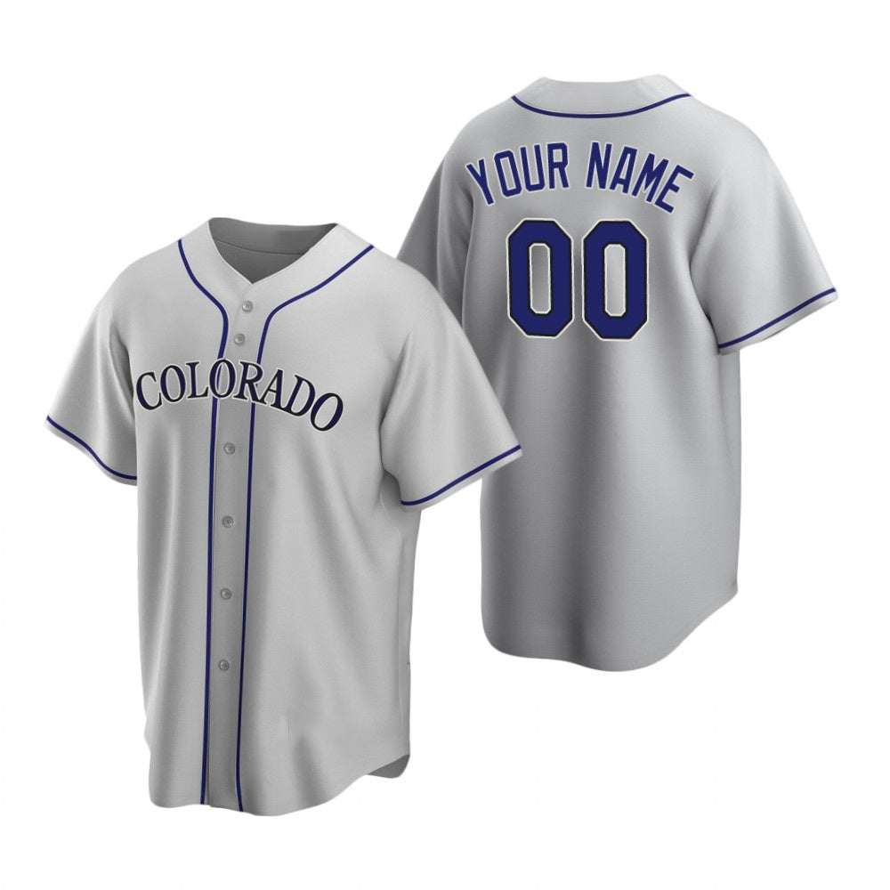 Custom Colorado Rockies Gray CONTON Stitched Cool Base Road Jersey