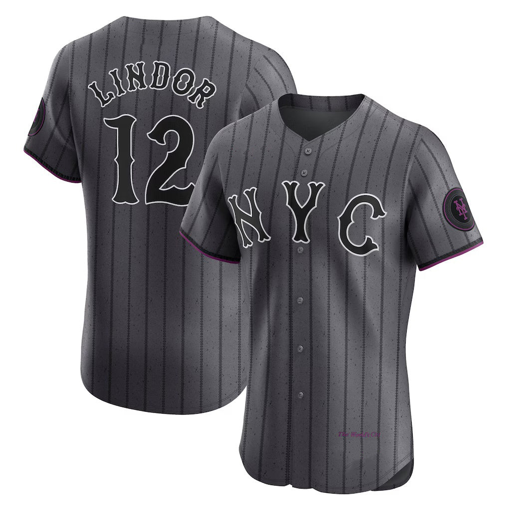 New York Mets #12 Francisco Lindor Gray CONTON City Connect Elite Jersey