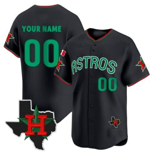 Custom Houston Astros Mexico Texas Black CONTON Patch Vapor Premier Limited Jersey V3 ¨C All Stitched