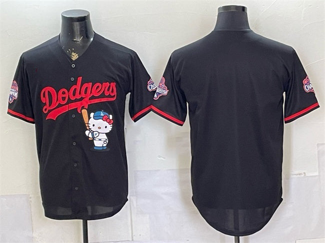 Los Angeles Dodgers Blank Black CONTON Hello Kitty Night 2025 World Series Champions Patch Stitched Jersey