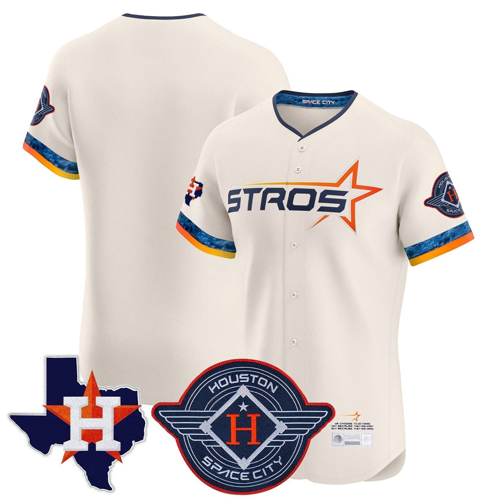 Houston Astros Blank Player Cream CONTON City Connect Texas Patch Vapor Premier Limited Elite Home Stitched Jerseys