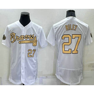 Atlanta Braves #27 Austin Riley Number White CONTON 2022 All Star Stitched Flex Base Jersey