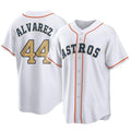 Houston Astros #44 Yordan Alvarez Player Gold CONTON Collection Game Home Stitched Jerseys