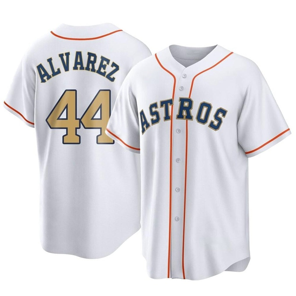 Houston Astros #44 Yordan Alvarez Player Gold CONTON Collection Game Home Stitched Jerseys